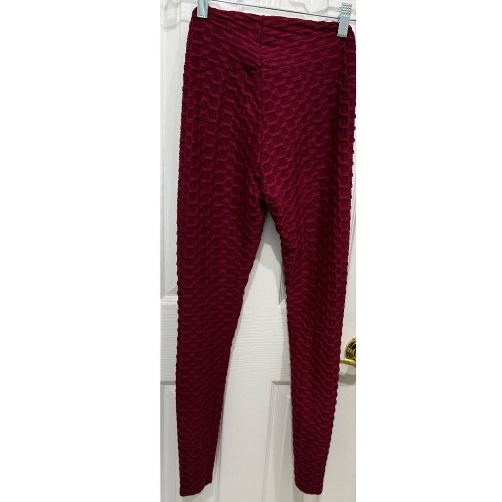 Pink If It Were Me XS Women's Textured Burgundy Leggings